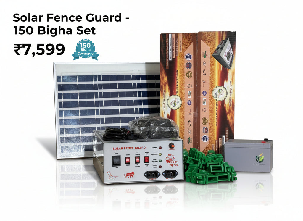 Solar panel, battery, and control box on a wooden surface with a box in the background.